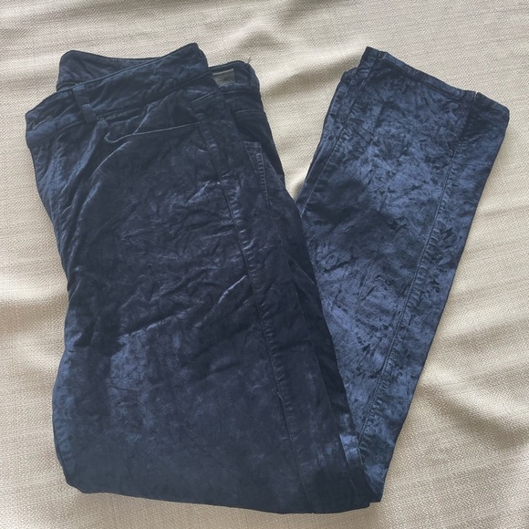 Women's Navy PAIGE Velvet Coated Pants - Sz. 30 - Picture 1 of 6